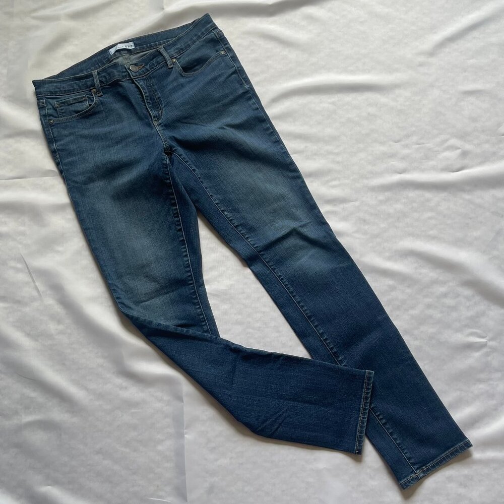LOFT Mid-Waisted Full Length Modern Skinny Blue Jean sz 10